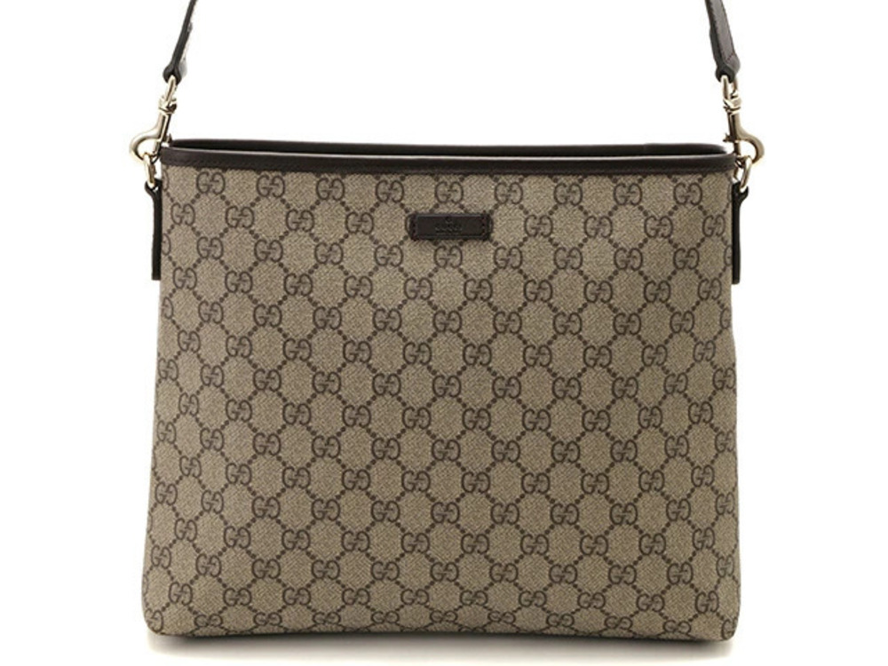 Gucci GG Shoulder Bag Brown Dark Canvas Calfskin
